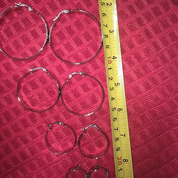 4 Pair New Big Chunky Hoop Sterling Silver Earrings Never Wore - Picture 3 of 7